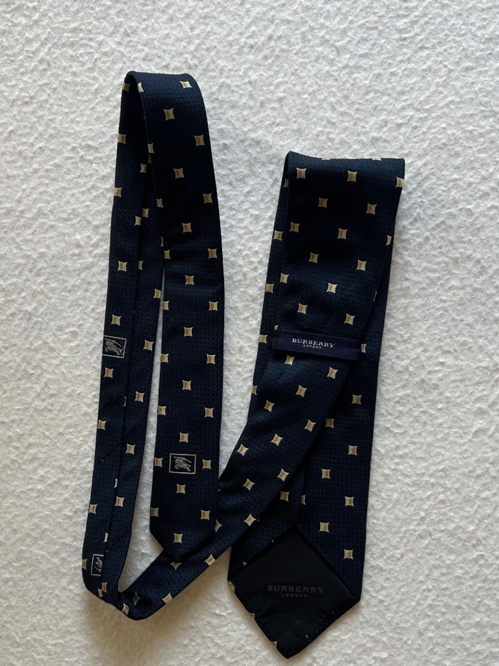 Burberry London Navy Blue Gold Vintage Necktie